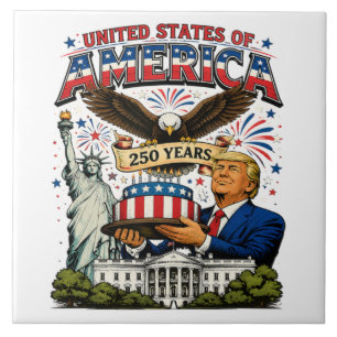 Amerika 250 jaar patriottische adelaarsviering tegeltje
