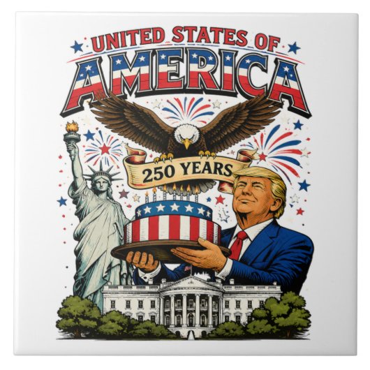 Amerika 250 jaar patriottische adelaarsviering tegeltje (Voorkant)