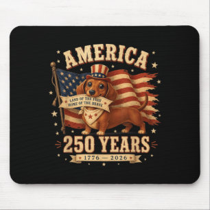 Amerika 250 jaar patriottische USA dashond hondenm Muismat