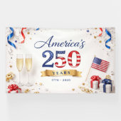 Amerika 250 Jaar Patriottische Viering Spandoek (Horizontaal)