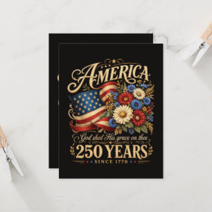 Amerika 250 jaar sinds 1776 bloemrijk patriottisch kaart