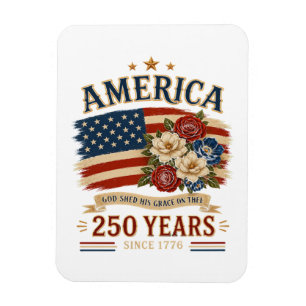 Amerika 250 jaar sinds 1776 patriottische bloemenv magneet