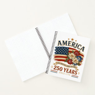 Amerika 250 jaar sinds 1776 patriottische bloemenv notitieboek