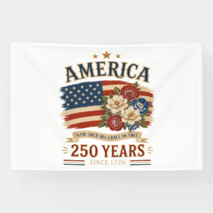 Amerika 250 jaar sinds 1776 patriottische bloemenv spandoek