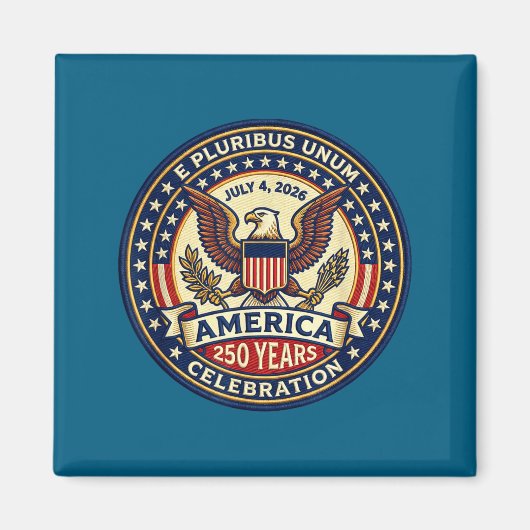 Amerika 250 jaar viering 4 juli, 2026 e magneet (Voorkant)