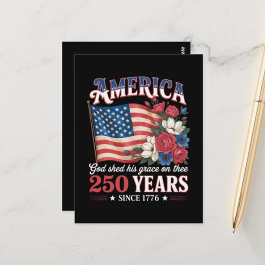 Amerika 250 Jaar Vlag Bloemstuk Briefkaart (Voorkant / Achterkant in situ)