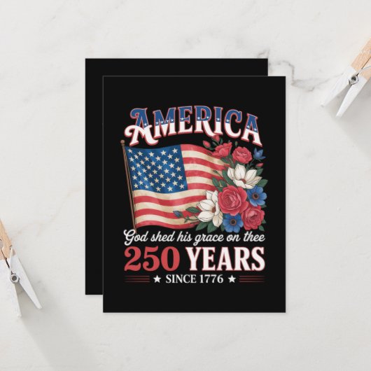 Amerika 250 Jaar Vlag Bloemstuk Kaart (Voorkant / Achterkant in situ)