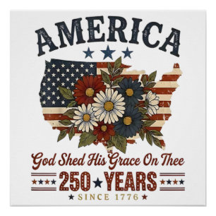 Amerika 250 Jaar Vlag Bloemstuk Perfect Poster