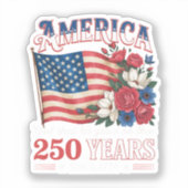 Amerika 250 Jaar Vlag Bloemstuk Sticker (Voorkant)