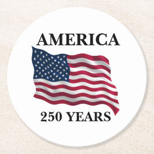Amerika 250 Jaar Vlag Ronde Kartonnen Onderzetter
