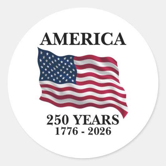 Amerika 250 Jaar Vlag Ronde Sticker (Voorkant)