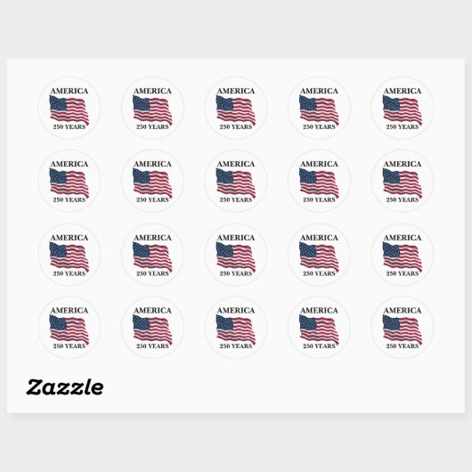 Amerika 250 Jaar Vlag Ronde Sticker (Vel)