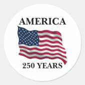 Amerika 250 Jaar Vlag Ronde Sticker (Voorkant)