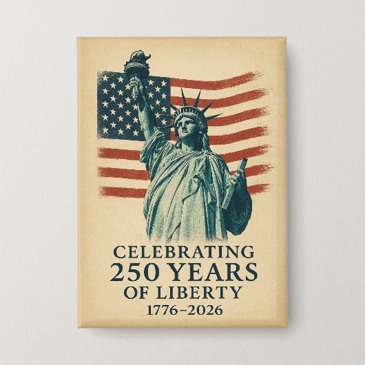 Amerika 250 Jaar Vrijheid Patriotistische Viering Button (Voorkant)
