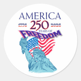 AMERIKA 250 JAAR VRIJHEID STANDBEELD VAN DE VRIJHE RONDE STICKER