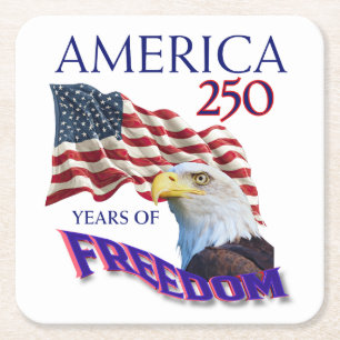 Amerika 250 Jaar Vrijheidsvlag met Steenarend Kartonnen Onderzetters