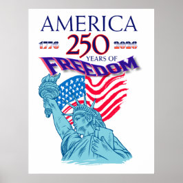 Amerika 250 Jaar Vrijheidsvlag & Standbeeld van de Poster