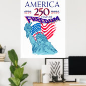 Amerika 250 Jaar Vrijheidsvlag & Standbeeld van de Poster (Thuiskantoor)