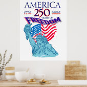 Amerika 250 Jaar Vrijheidsvlag & Standbeeld van de Poster (Keuken)