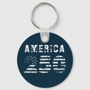 Amerika 250 Jubileum Grunge Tekst Blauw Sleutelhanger