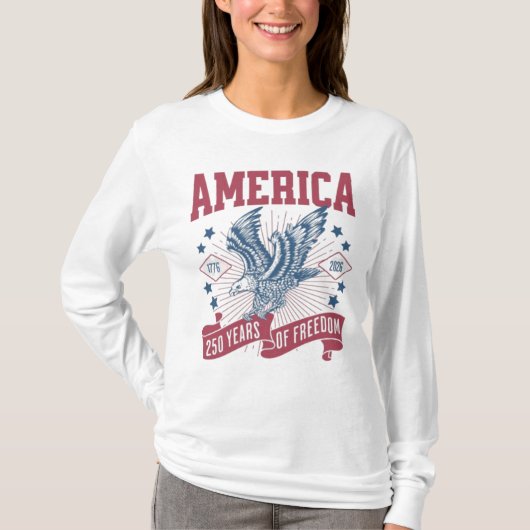 Amerika 250 Jubileum | Patriotic Bald Eagle T-shirt (Voorkant)