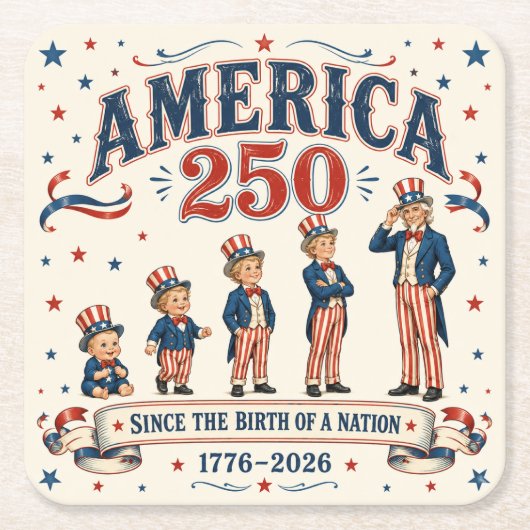 Amerika 250 kartonnen onderzetters (Voorkant)