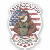 Amerika 250 Leuke Patriottische Adelaar 4 juli Kun Sticker (Voorkant)