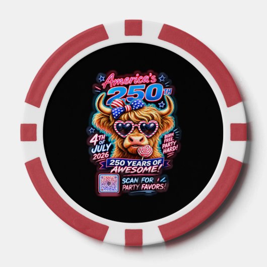 Amerika 250 Lollypop Koe Poker Chips (Voorkant)