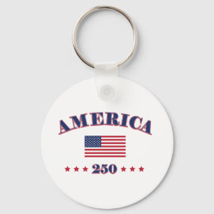 Amerika 250 met de Amerikaanse vlag Sleutelhanger