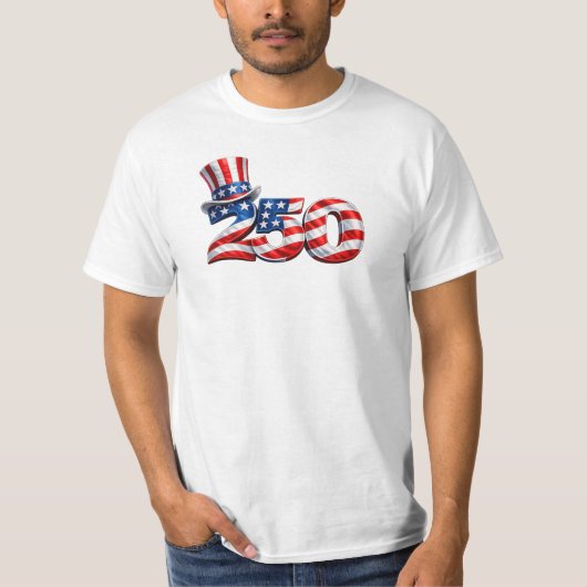 Amerika 250 Oom Sam Hoed Patriottisch T-Shirt (Voorkant)