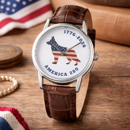 Amerika 250 Patriottische Duitse Herdershond Horloge