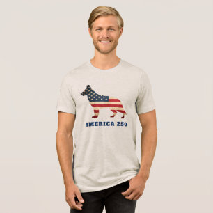 Amerika 250 Patriottische Duitse Herdershond Tri-Blend Shirt