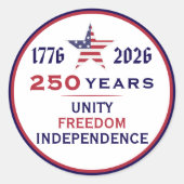 Amerika 250 Patriottische Eenheid Vrijheid Onafhan Ronde Sticker (Voorkant)