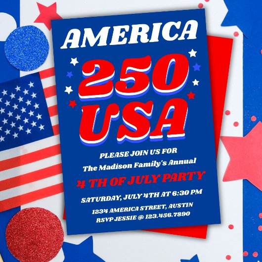 Amerika 250 Patriottische Feest Uitnodiging
