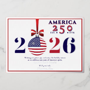 Amerika 250 Patriottische Feestdag 2025 Rode Repub Folie Feestdagenkaart