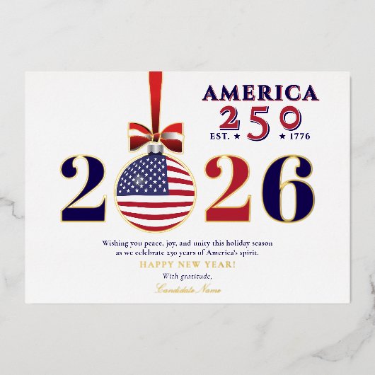Amerika 250 Patriottische Kerst 2025 Sponsor Donat Folie Feestdagenkaart (Voorkant)