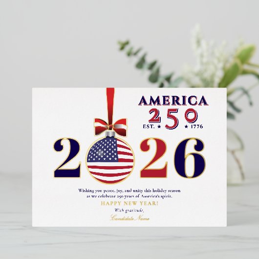 Amerika 250 Patriottische Kerst 2025 Sponsor Donat Folie Feestdagenkaart (Staand Voorkant)
