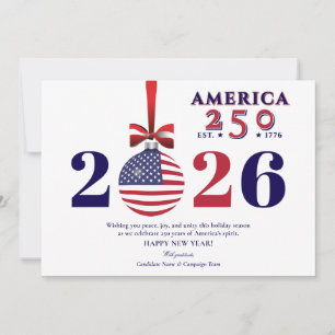 Amerika 250 Patriottische Kerst 2025 Sponsor Donor Feestdagenkaart