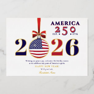 Amerika 250 Patriottische Kerst 2025 Sponsor Donor Folie Feestdagenkaart