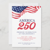 Amerika 250 Patriottische Uitnodiging | 4 juli BBQ (Voorkant)