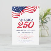 Amerika 250 Patriottische Uitnodiging | 4 juli BBQ (Staand voorkant)