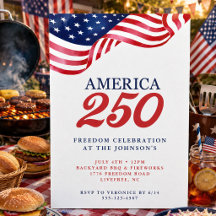 Amerika 250 Patriottische Uitnodiging | 4 juli BBQ