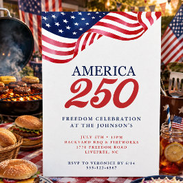 Amerika 250 Patriottische Uitnodiging | 4 juli BBQ
