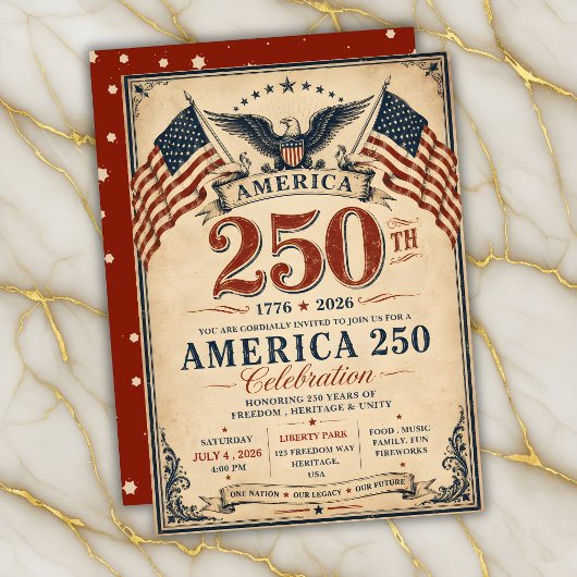 Amerika 250 Patriottische Vintage Kaart