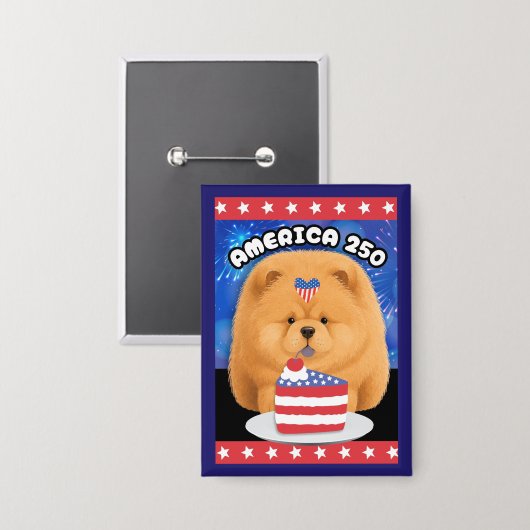 AMERIKA 250  Rode Chow Button (Voorkant / Achterkant)