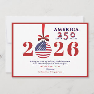 Amerika 250 Rode Patriottische Kerst Sponsor Donat Feestdagenkaart