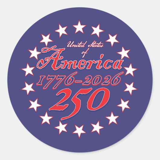Amerika 250 ronde sticker (Voorkant)