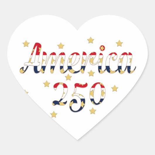 Amerika 250 Rood, Wit Blauw Nepgoud Hart Sticker (Voorkant)