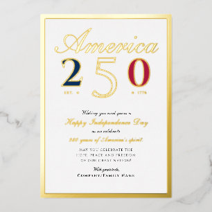 Amerika 250 Semi-quince-jaar Patriottisch Blauw Folie Feestdagenkaart
