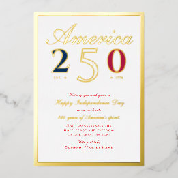 Amerika 250 Semi-quince-jaar Patriottisch Rood Folie Feestdagenkaart
